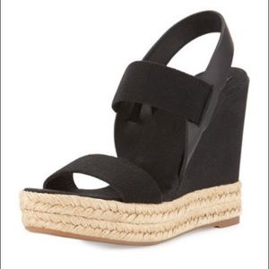 Tory Burch ⟩ Black 2-Band Canvas Wedge Sandals